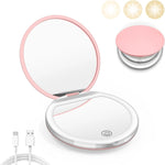 Load image into Gallery viewer, Travel LED Mirror 1X/3X, USB Compact Mini Pink for Purse