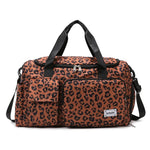 Load image into Gallery viewer, Leopard Print Travel Duffle Bag with Shoe Compartment