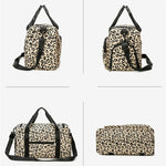 Load image into Gallery viewer, Leopard Print Travel Duffle Bag with Shoe Compartment
