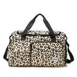 Load image into Gallery viewer, Leopard Print Travel Duffle Bag with Shoe Compartment