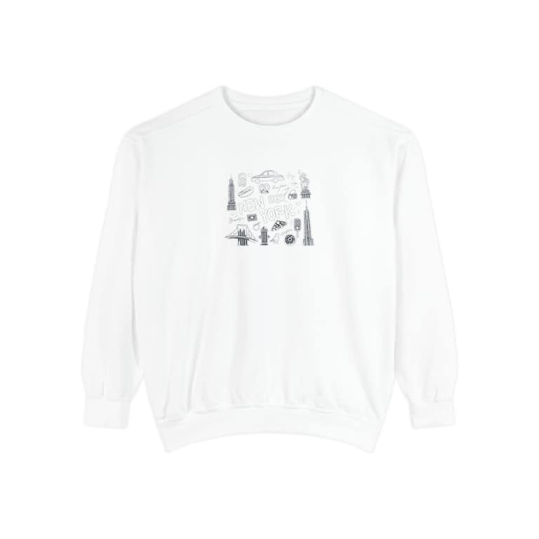 Paris Landmark Crewneck Sweatshirt in White