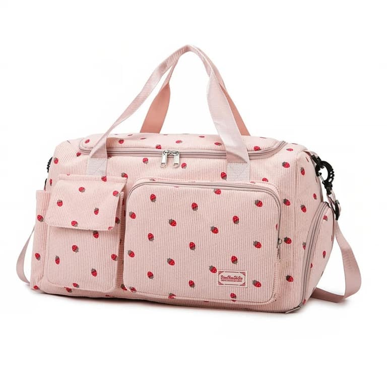 Corduroy Travel Tote Bag in Pink