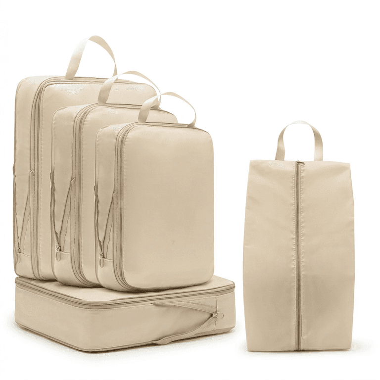 Travel Compression Packing Cubes in Beige