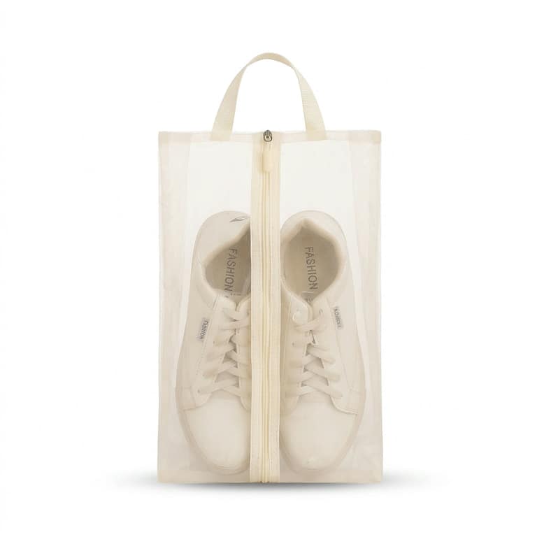 Travel Shoe Storage Bag for Organized Packing in Beige