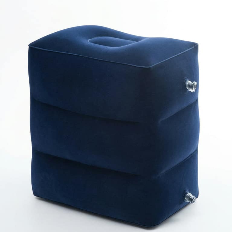 Inflatable Travel Footrest for Comfort in Blue