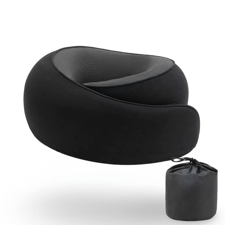 U-Shaped Memory Foam Travel Pillow in Black