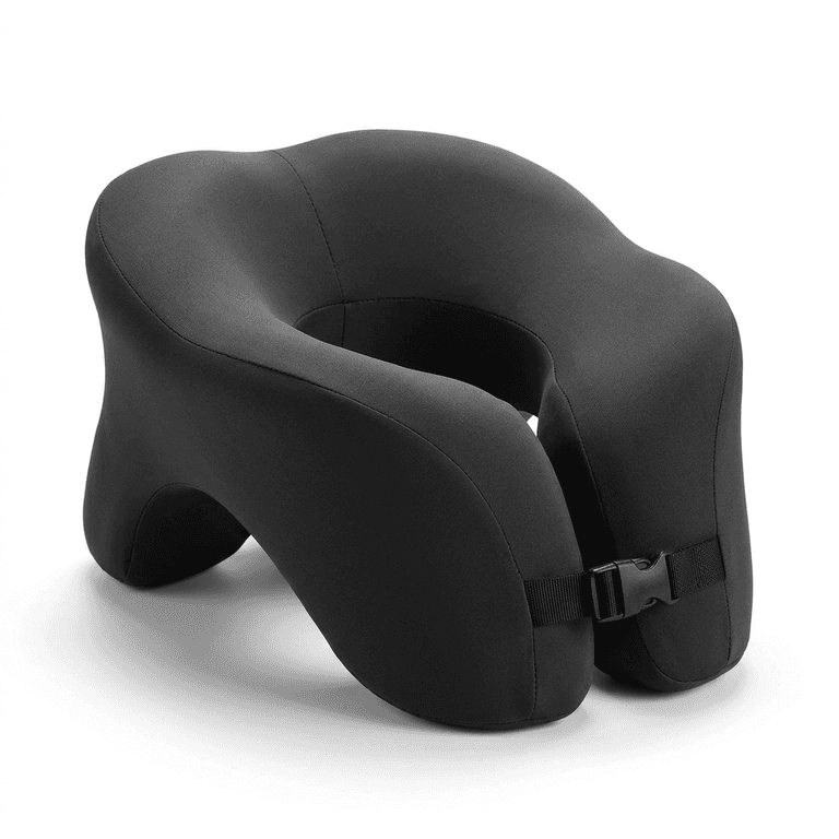 Travel Neck Pillow for Easy In-Transit Support in Memory Foam in Black