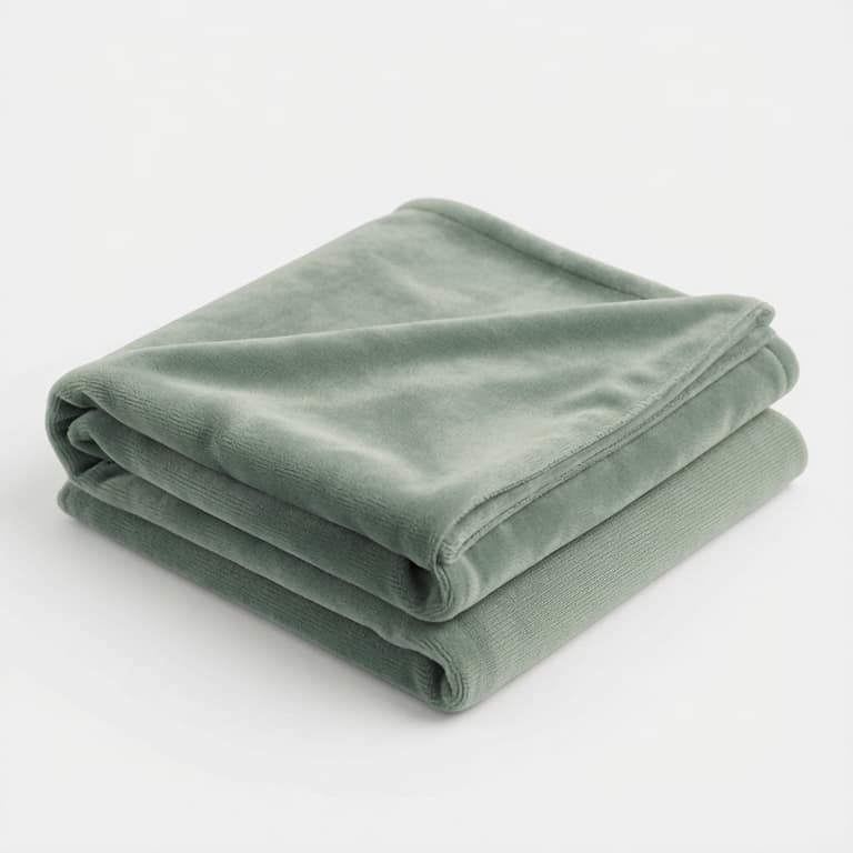 Travel Blanket for Cozy Comfort & Soft Plush Velvet Fabric in Sage Green