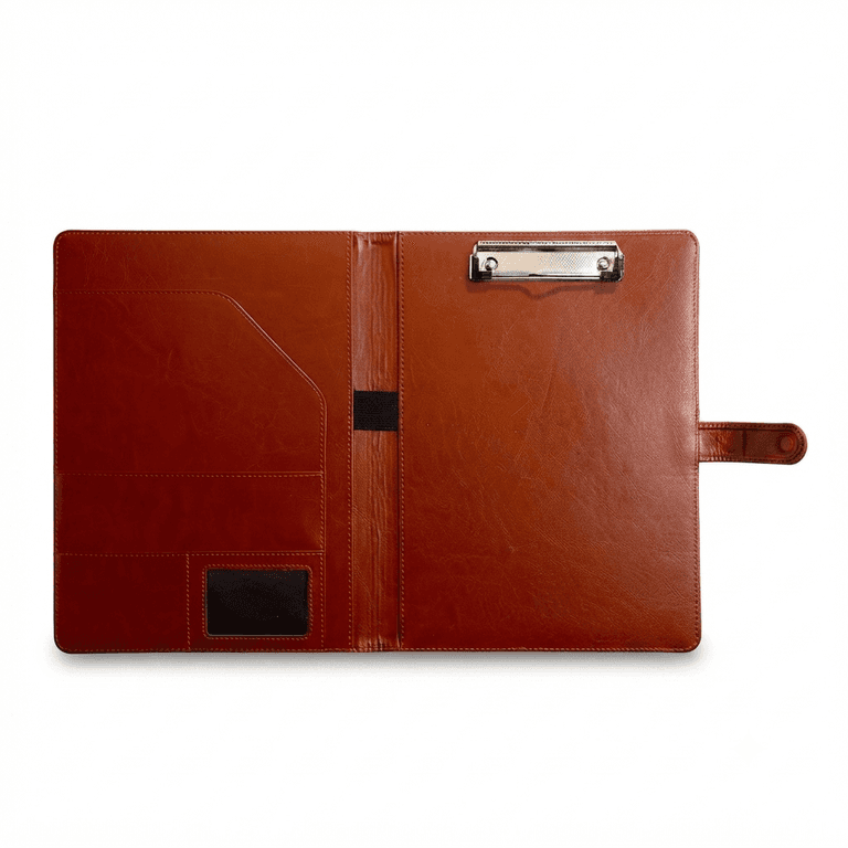 A4 Portfolio Organizer for Professional Travel & Textured PU Leather in Brown