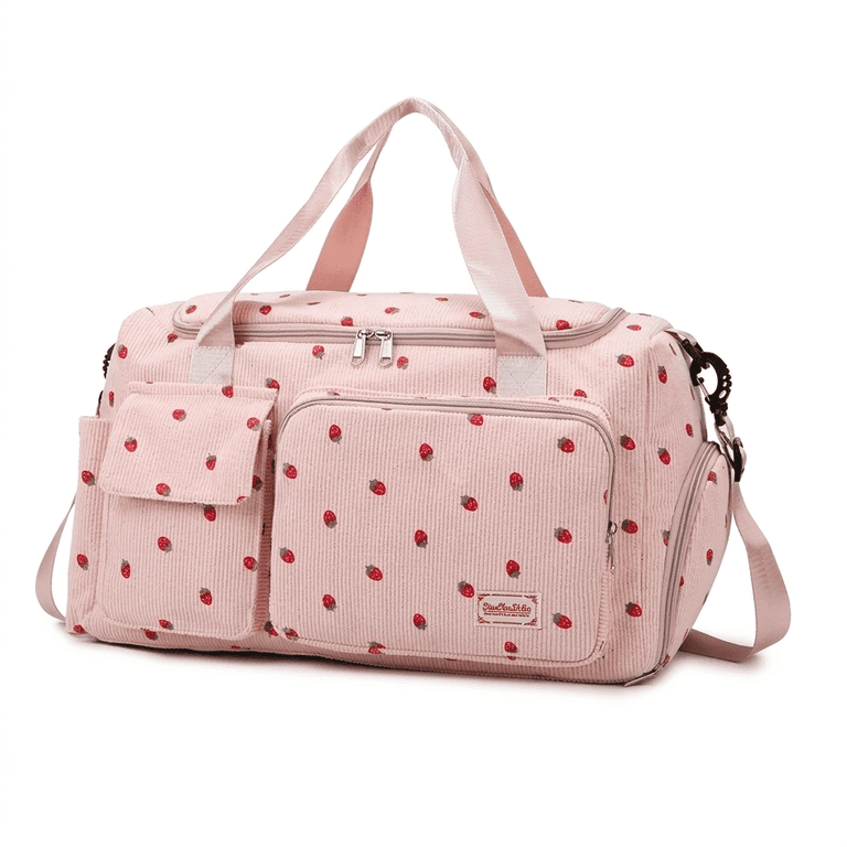 Corduroy Travel Tote Bag in Pink