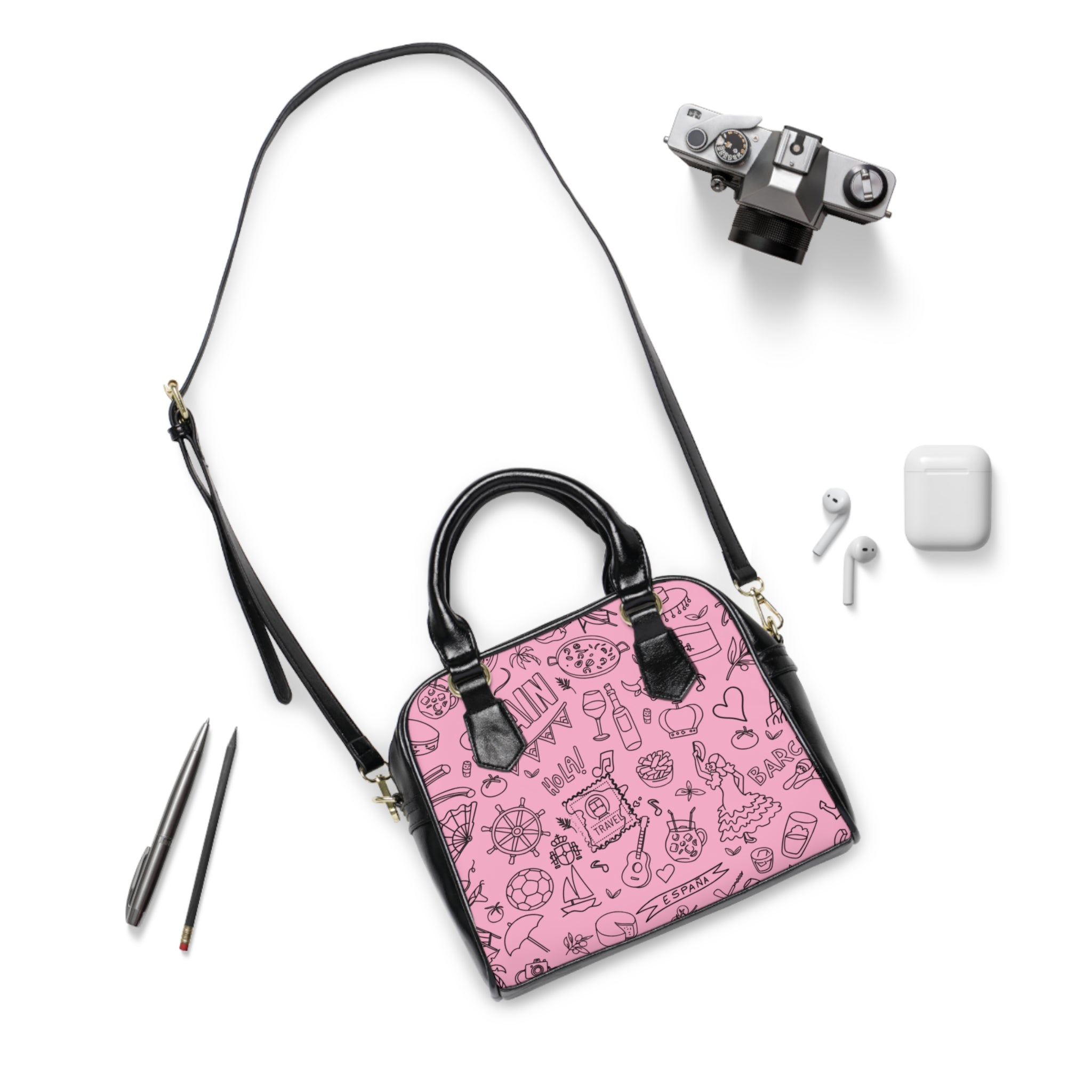 Shoulder Handbag - Pink 'Colorful Summer Pattern 1' - Fun Beach Bag, Cute Tote for Vacation, Travel Essentials, Stylish Everyday Purse, Perfect Gift