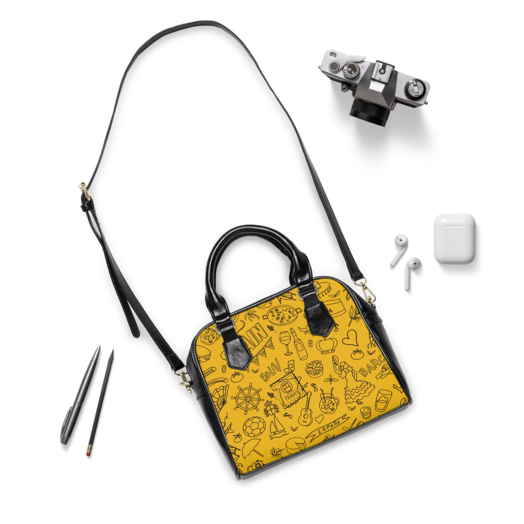 Shoulder Handbag - Yellow 'Colorful Summer Pattern 1' - Fun Beach Bag, Cute Tote for Vacation, Travel Essentials, Stylish Everyday Purse, Perfect Gift
