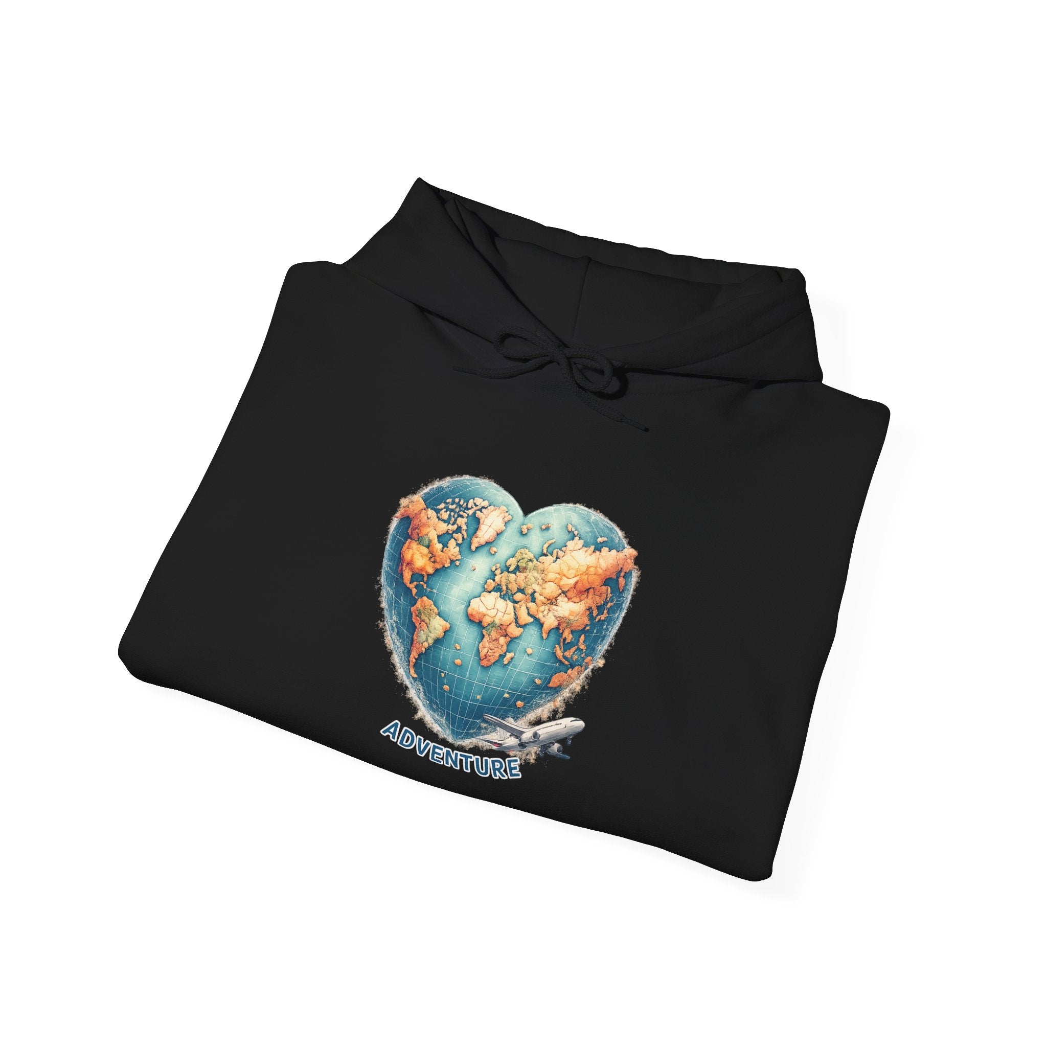 Adventure Heart Hoodie – World Map Heart Graphic Hoodie