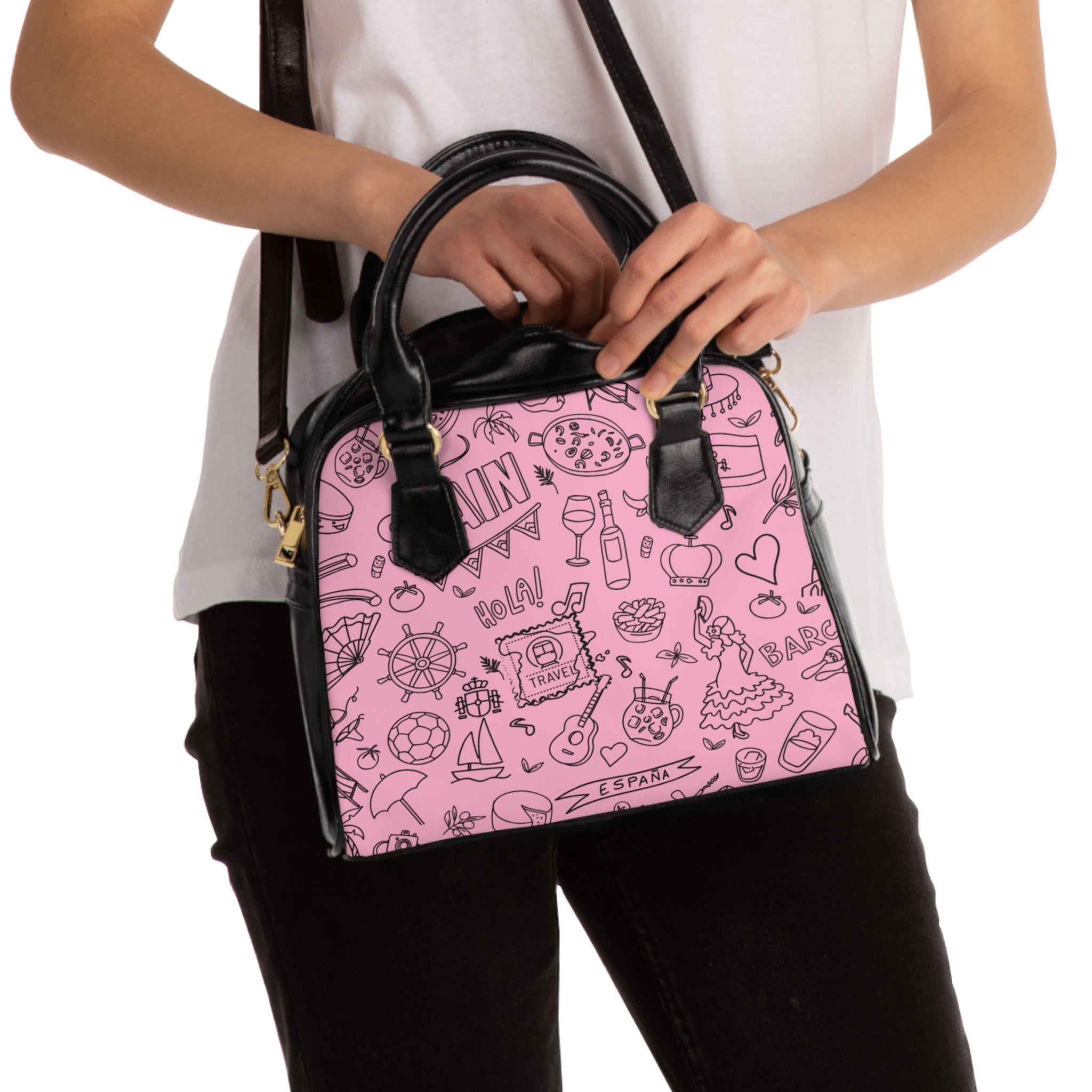 Shoulder Handbag - Pink 'Colorful Summer Pattern 1' - Fun Beach Bag, Cute Tote for Vacation, Travel Essentials, Stylish Everyday Purse, Perfect Gift