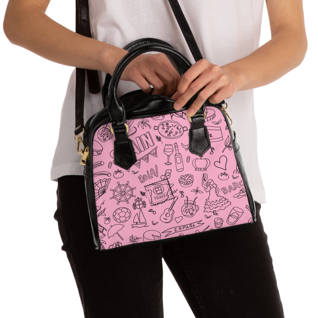 Shoulder Handbag - Pink 'Colorful Summer Pattern 1' - Fun Beach Bag, Cute Tote for Vacation, Travel Essentials, Stylish Everyday Purse, Perfect Gift