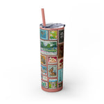 Load image into Gallery viewer, Vintage-Inspired 20oz Skinny Tumbler with Straw - Floral and Butterfly Stamp Design
