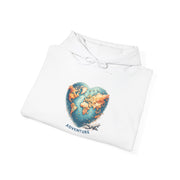 Adventure Heart Hoodie – World Map Heart Graphic Hoodie