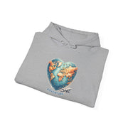 Adventure Heart Hoodie – World Map Heart Graphic Hoodie
