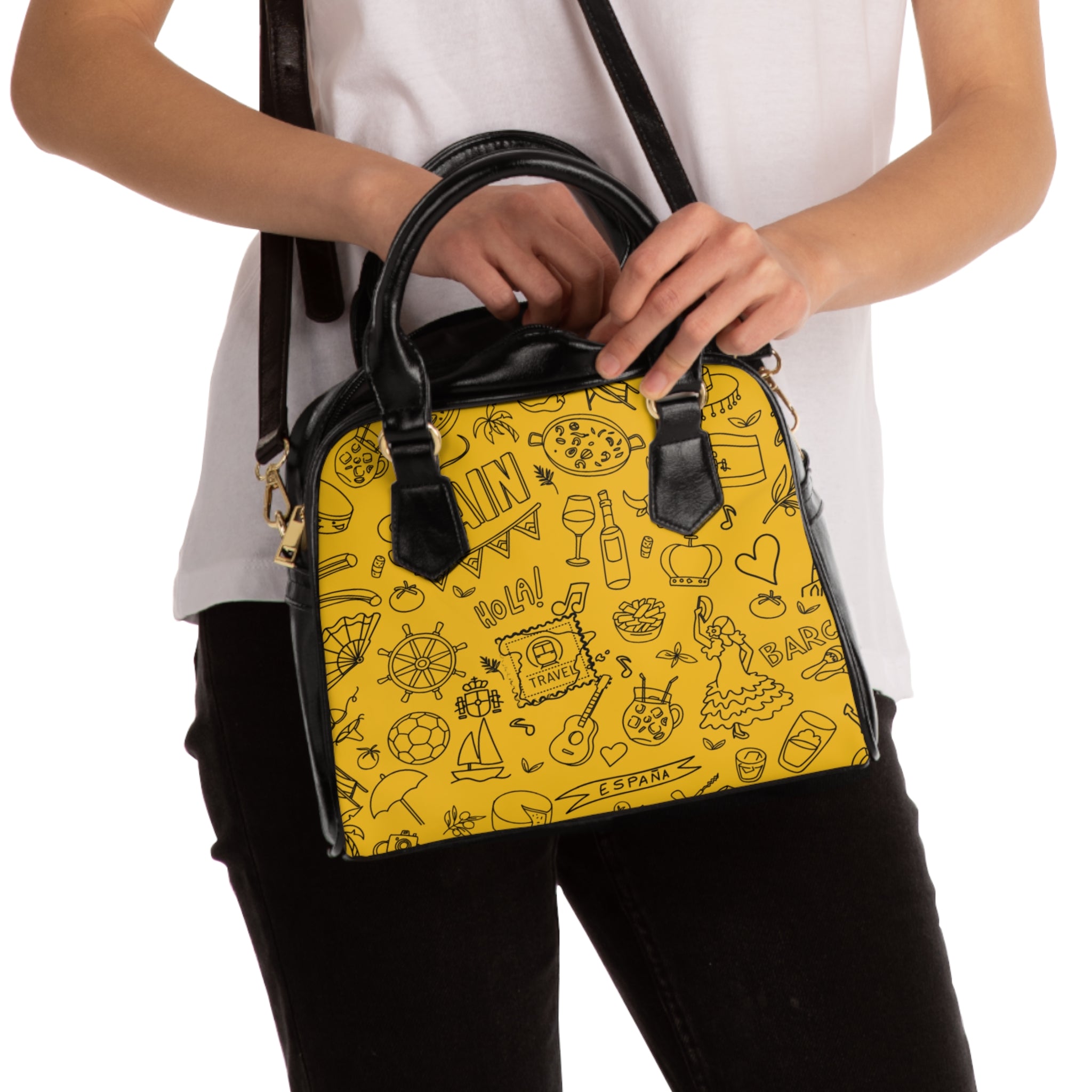 Shoulder Handbag - Yellow 'Colorful Summer Pattern 1' - Fun Beach Bag, Cute Tote for Vacation, Travel Essentials, Stylish Everyday Purse, Perfect Gift