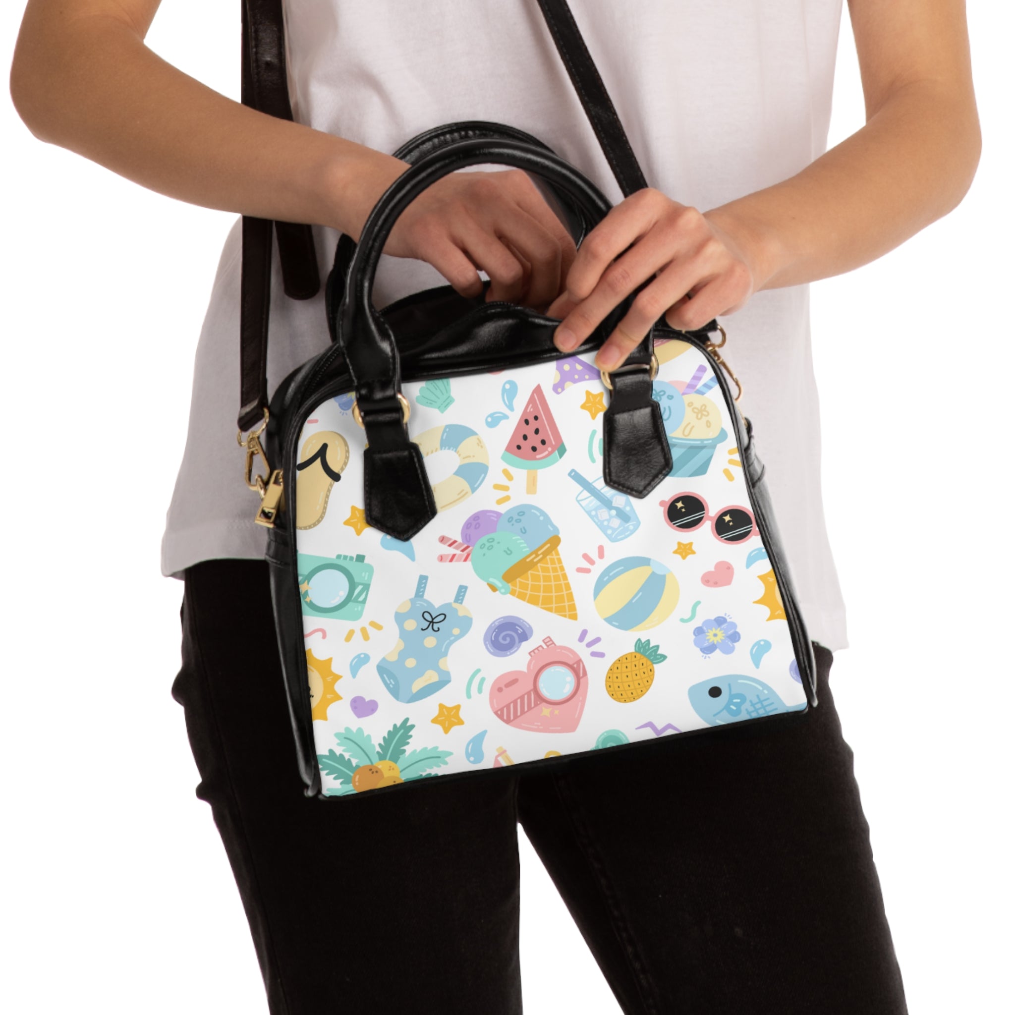 Shoulder Handbag - 'Colorful Summer Pattern 1' - Fun Beach Bag, Cute Tote for Vacation, Travel Essentials, Stylish Everyday Purse, Perfect Gift