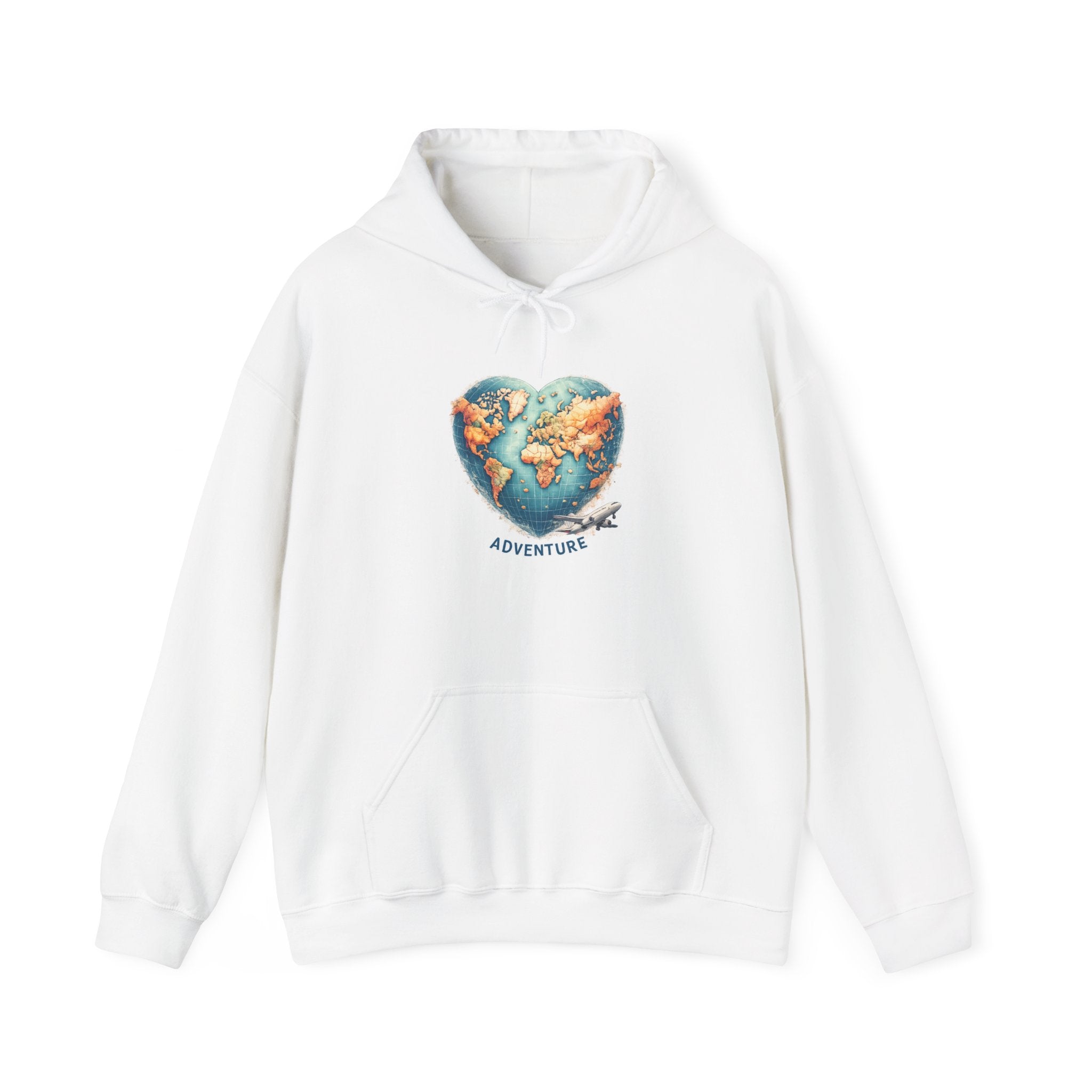 Adventure Heart Hoodie – World Map Heart Graphic Hoodie