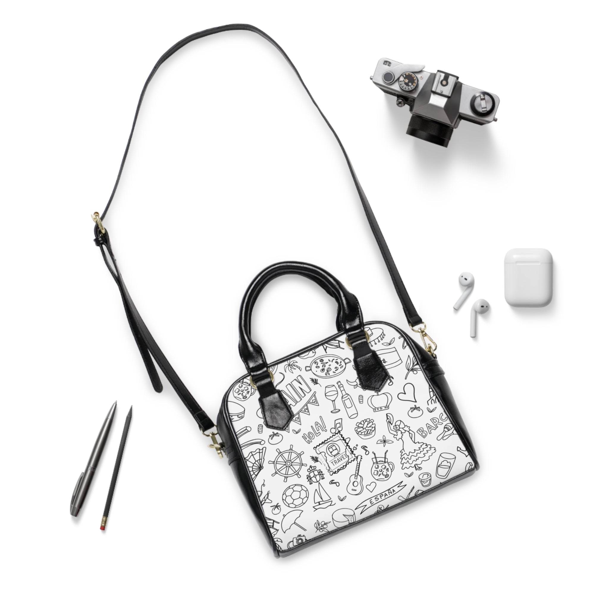 Shoulder Handbag - White 'Colorful Summer Pattern 1' - Fun Beach Bag, Cute Tote for Vacation, Travel Essentials, Stylish Everyday Purse, Perfect Gift