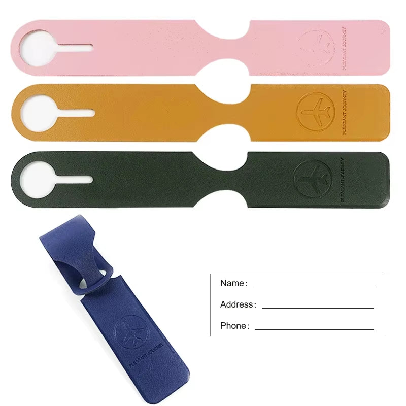 PU Leather Luggage Tag ID Holder Travel Label Accessory