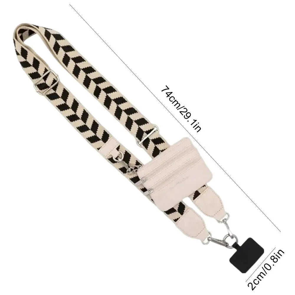 Adjustable Phone Strap with Zippered Pouch & Wallet for Women