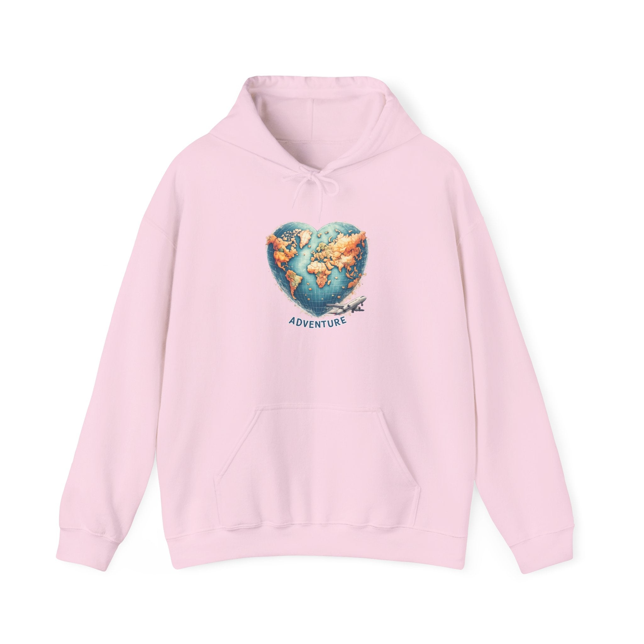 Adventure Heart Hoodie – World Map Heart Graphic Hoodie