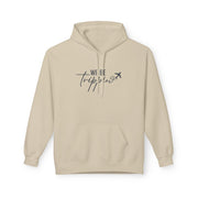 We Be Trippin' Hoodie - Travel Quote Pullover with Airplane Graphic