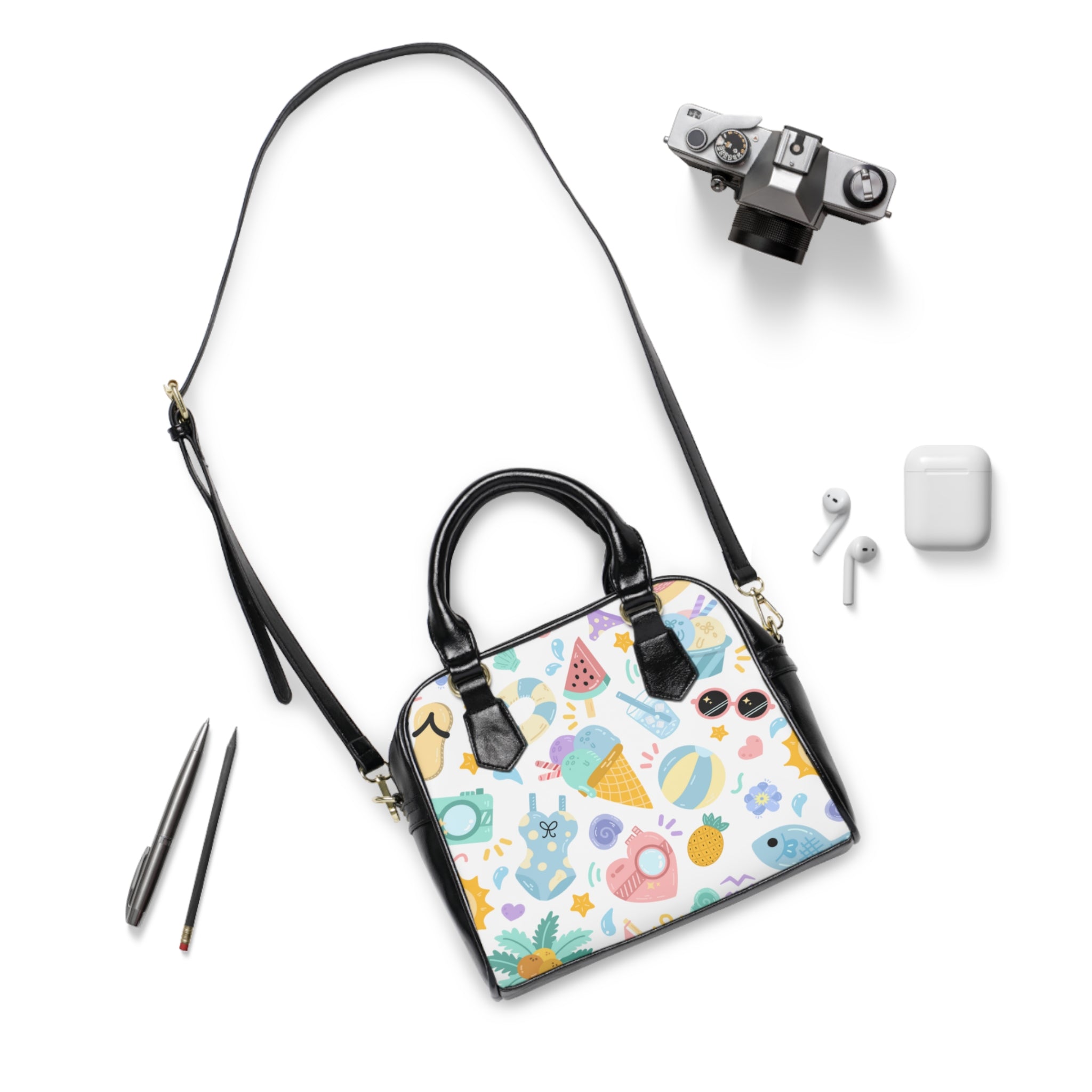 Shoulder Handbag - 'Colorful Summer Pattern 1' - Fun Beach Bag, Cute Tote for Vacation, Travel Essentials, Stylish Everyday Purse, Perfect Gift