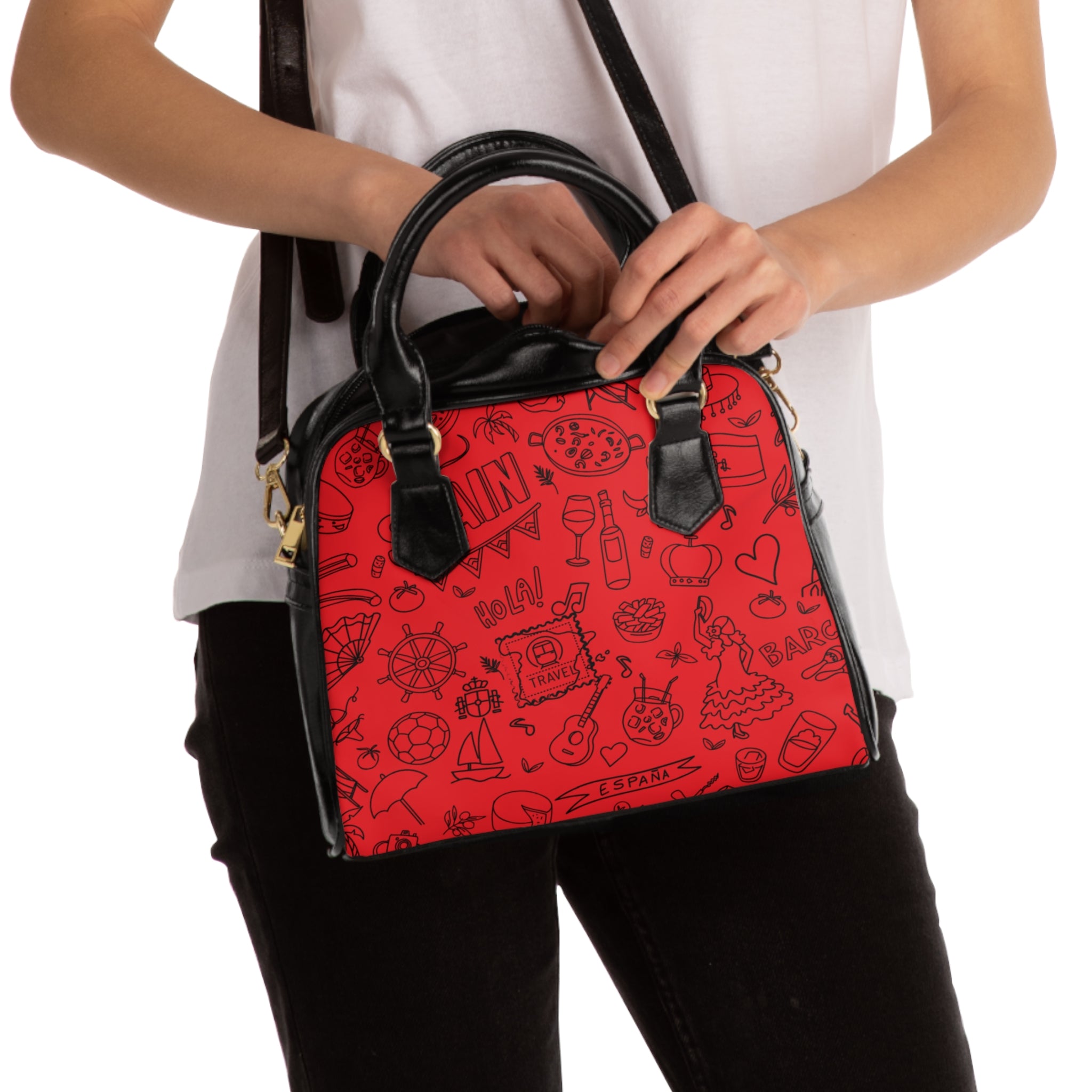 Shoulder Handbag - Red 'Colorful Summer Pattern 1' - Fun Beach Bag, Cute Tote for Vacation, Travel Essentials, Stylish Everyday Purse, Perfect Gift