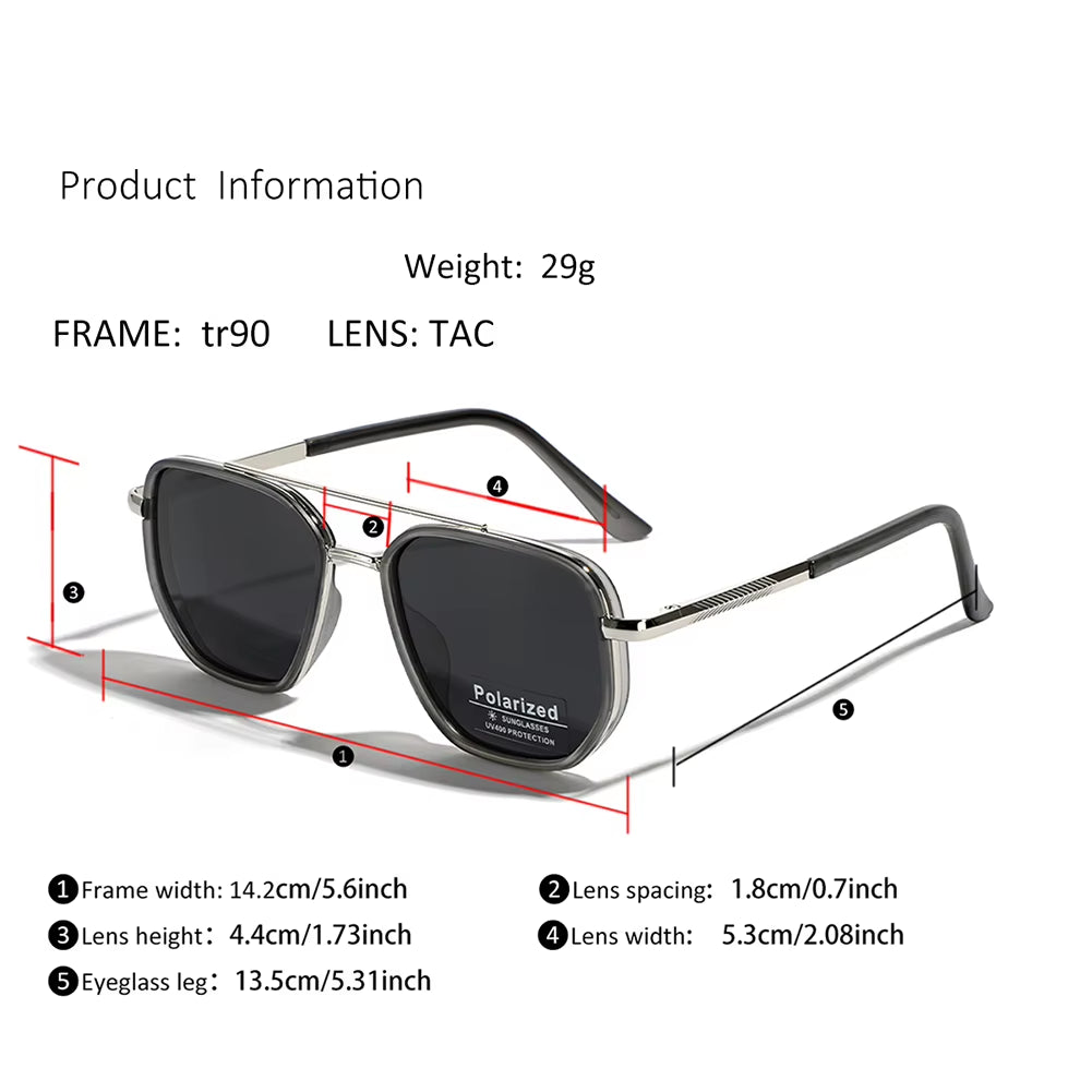 TR90 Polarized Sunglasses UV400 Travel Retro Square Unisex