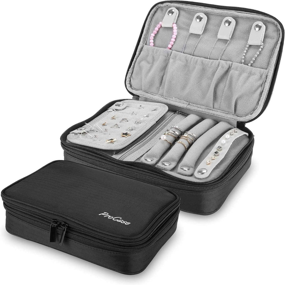 Travel Jewelry Case Organizer Bag, Soft Padded Double Layer - BonVoyage