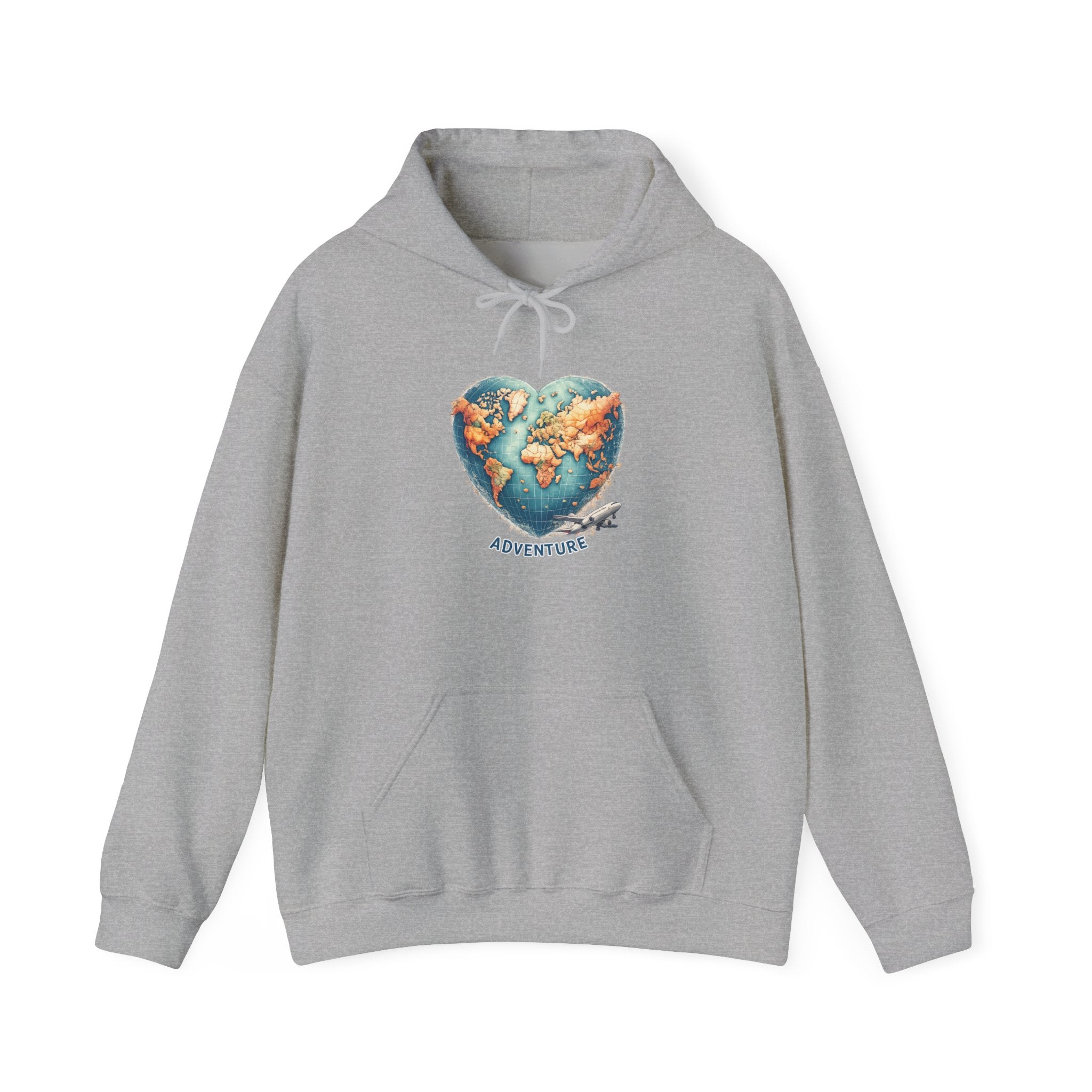 Adventure Heart Hoodie – World Map Heart Graphic Hoodie