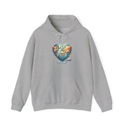 Adventure Heart Hoodie – World Map Heart Graphic Hoodie
