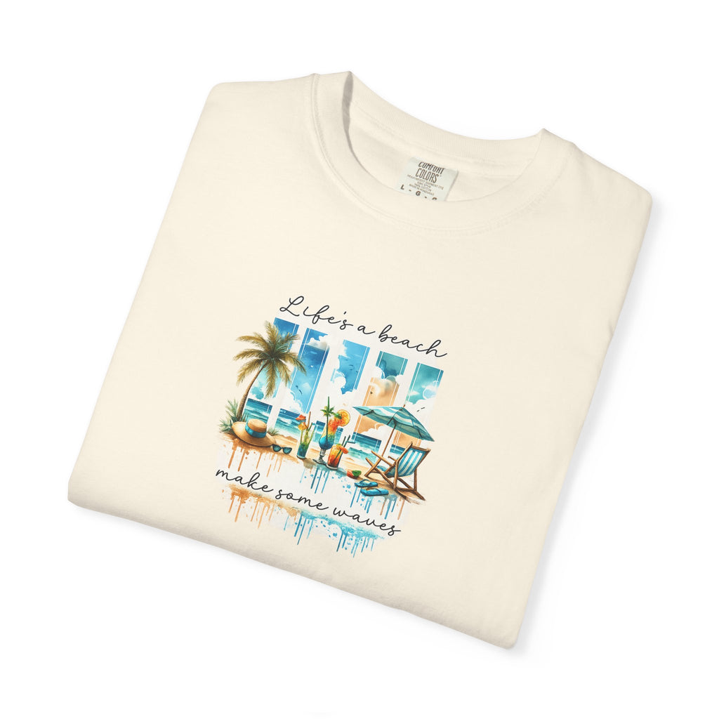 Beach Vibes T-Shirt — "Life's a Beach" Retro Palm & Surf Graphic