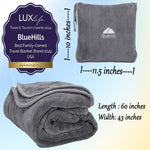 Load image into Gallery viewer, Premium Travel Blanket &amp; Pillow Set - Compact, Grey, Airplane Ready - BonVoyage
