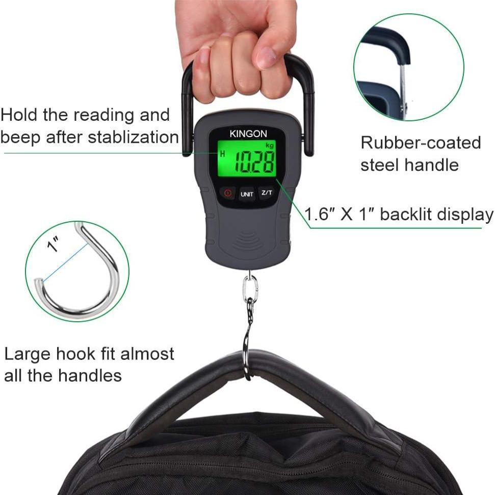 Digital Hanging Luggage Scale with Comfortable Handle and Large Hook, 110Lb/50Kg - BonVoyage