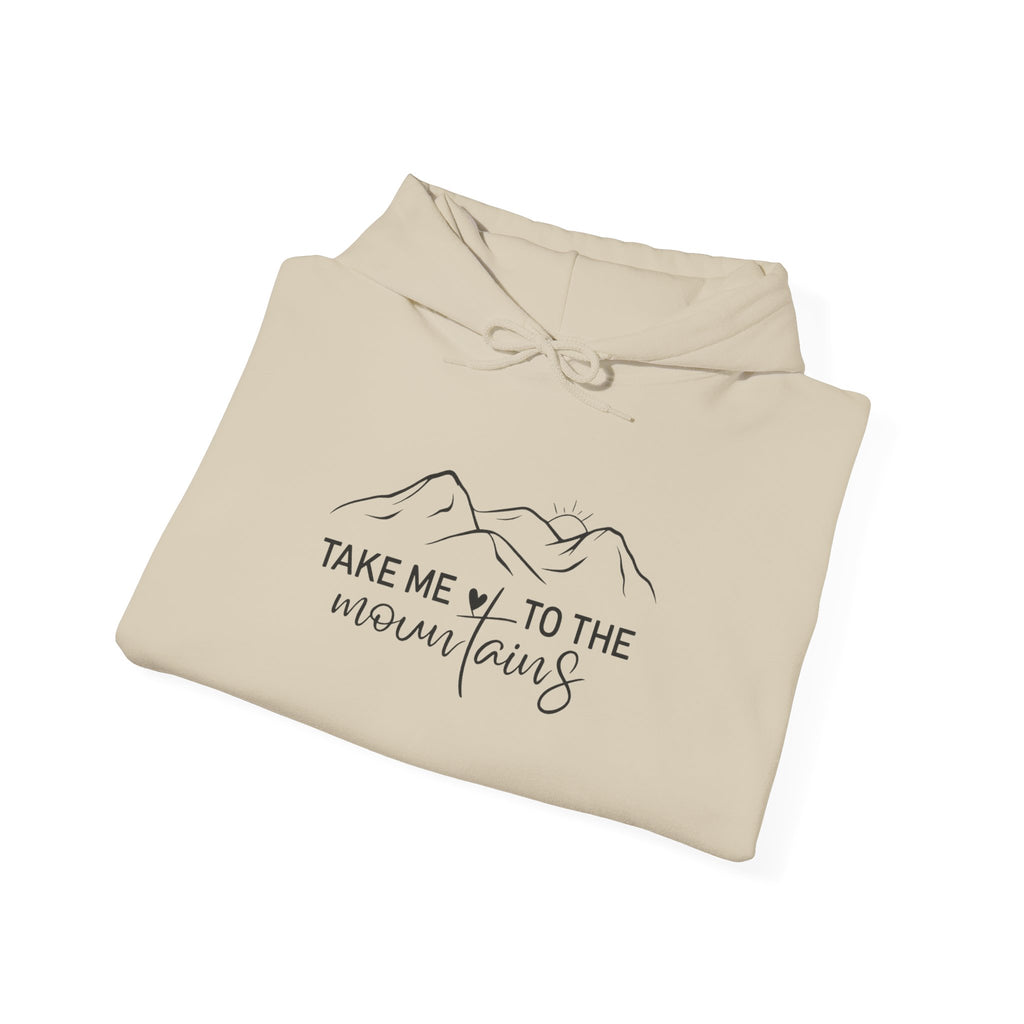 Mountain Hoodie – "Take Me to the Mountains" Minimal Adventure Pullover