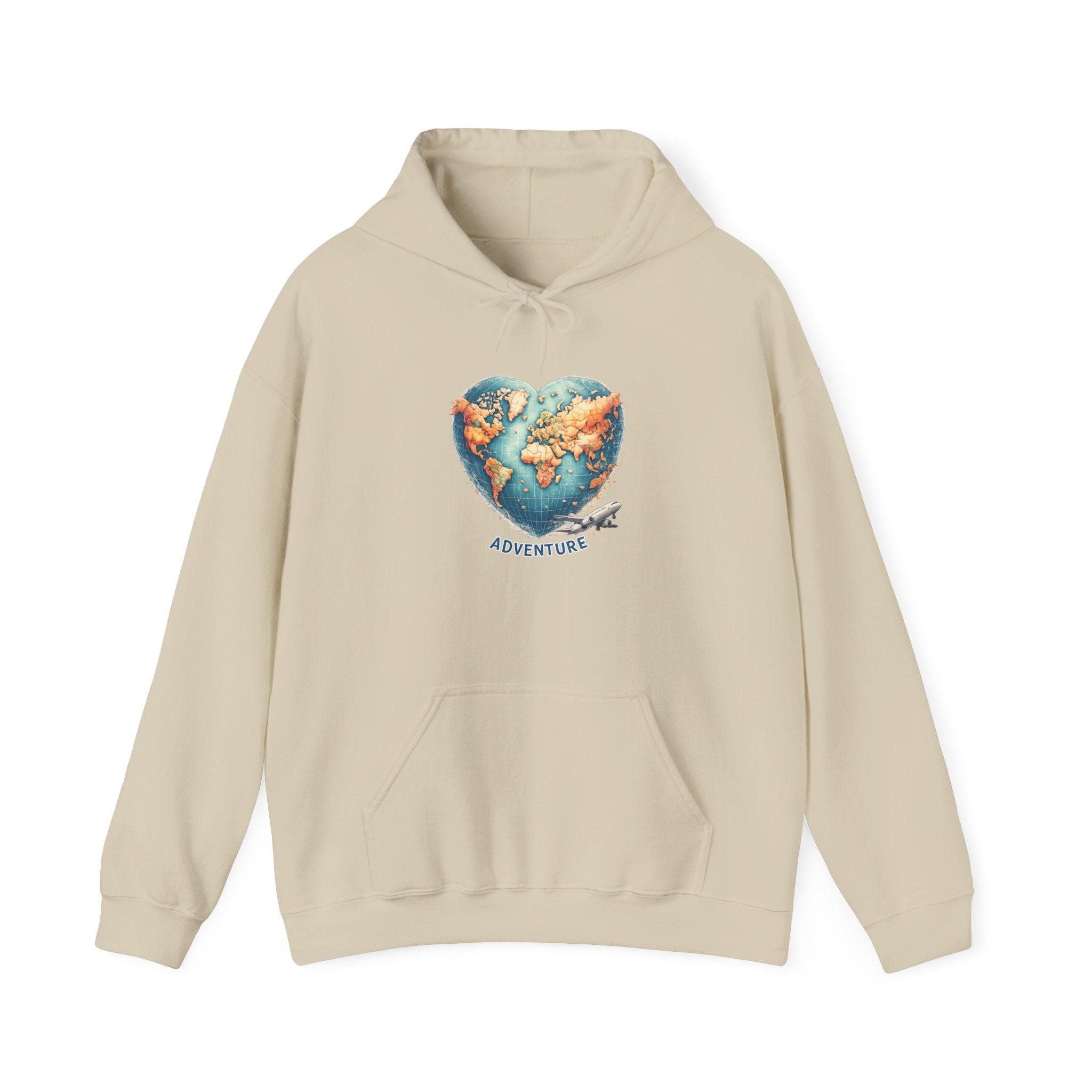 Adventure Heart Hoodie – World Map Heart Graphic Hoodie