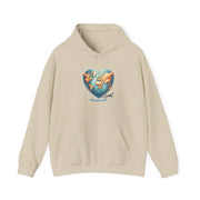 Adventure Heart Hoodie – World Map Heart Graphic Hoodie
