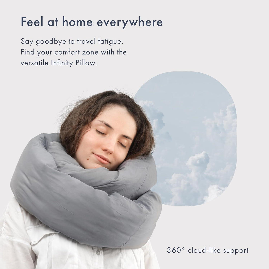 Versatile Soft Neck Support Scarf Travel Pillow, Grey - BonVoyage