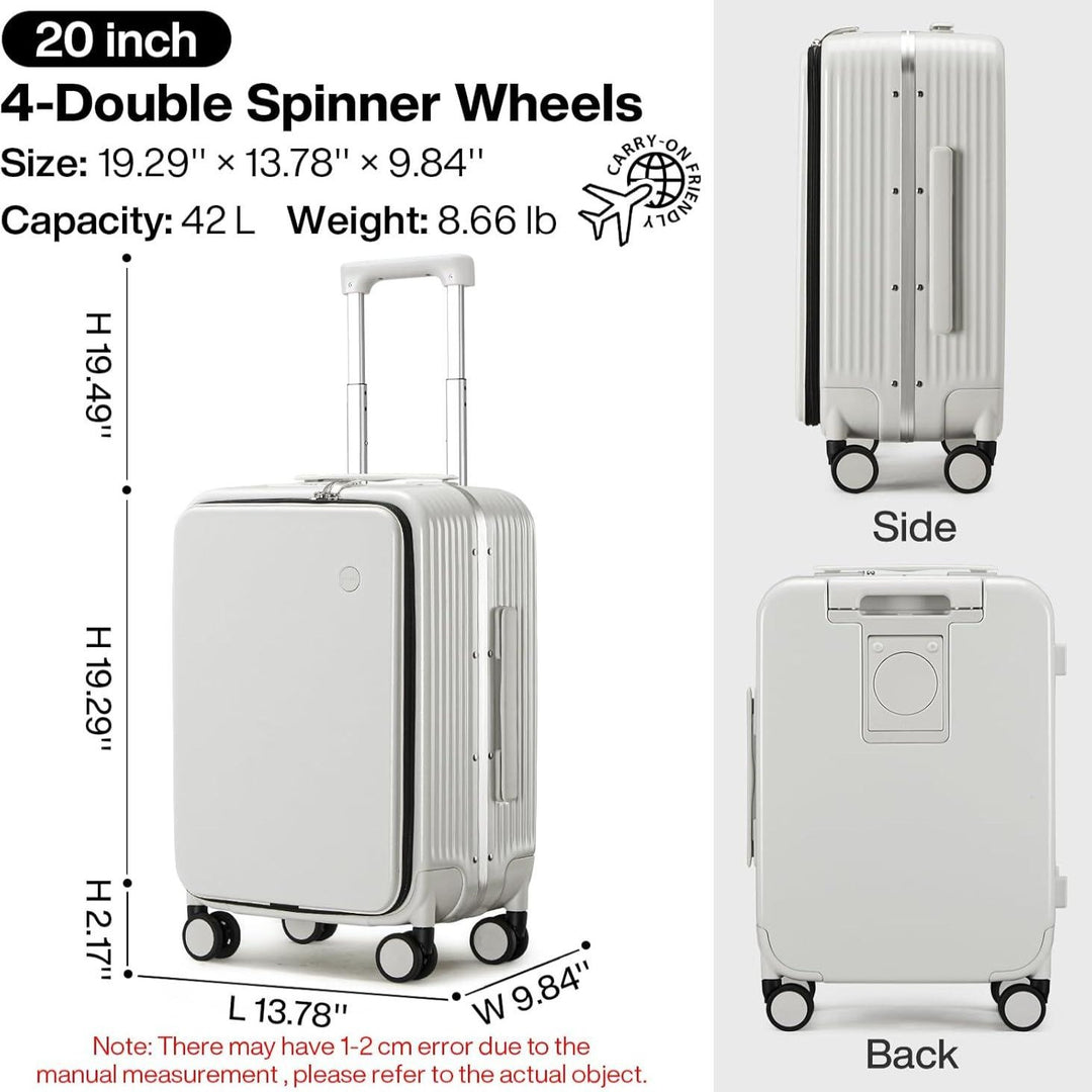 20-Inch Smoke White Hardside Suitcase with Spinner Wheels - BonVoyage