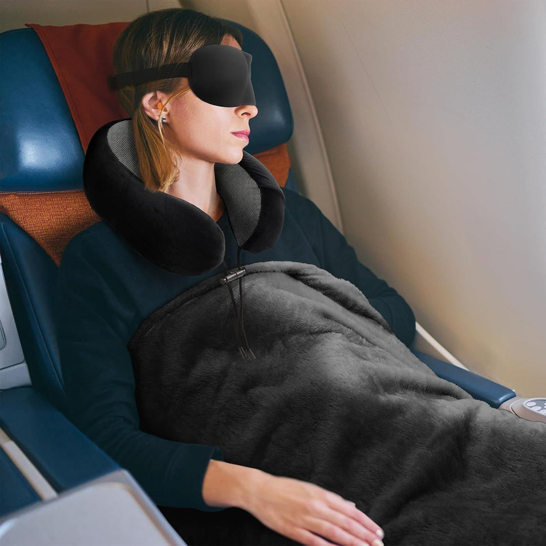 Travel Pillow and Blanket Set Neck Pillows Travel Essentials - BonVoyage