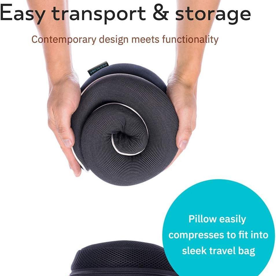 Travel Pillow 100% Pure Memory Foam Neck Pillow, Grey - BonVoyage