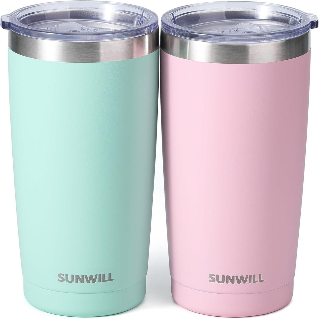 Insulated Coffee Mug Set of 2, 20 Oz Tumbler with Lid, Stainless Steel - BonVoyage