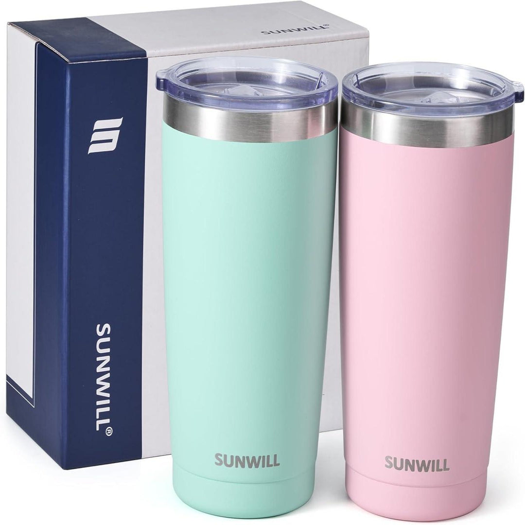 Insulated Coffee Mug Set of 2, 20 Oz Tumbler with Lid, Stainless Steel - BonVoyage