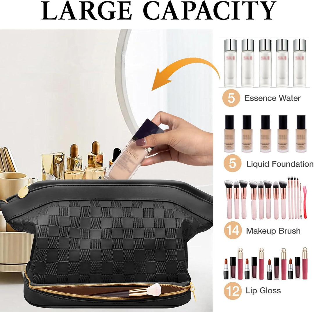 Cosmetic Travel Bag, Leather Makeup Bag - BonVoyage