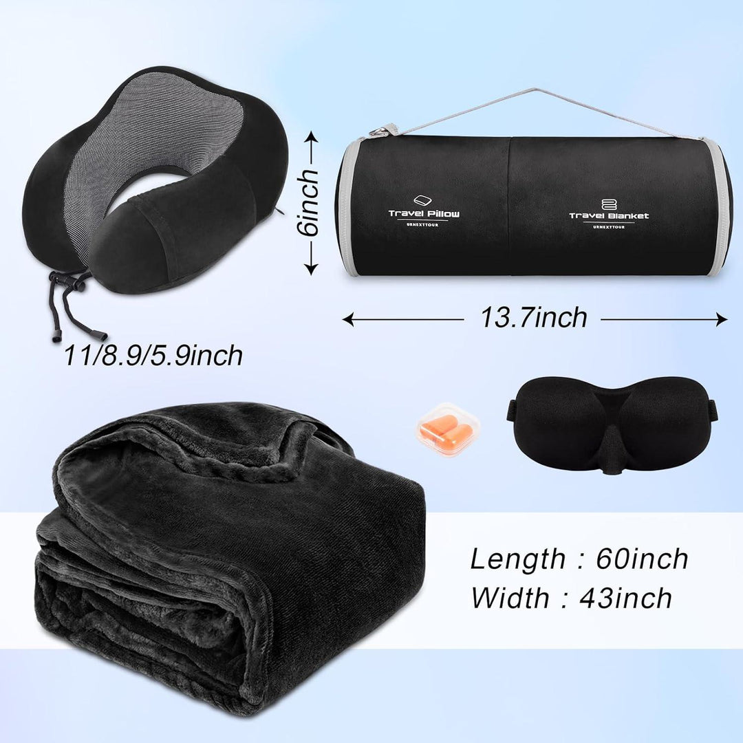 Travel Pillow and Blanket Set Neck Pillows Travel Essentials - BonVoyage